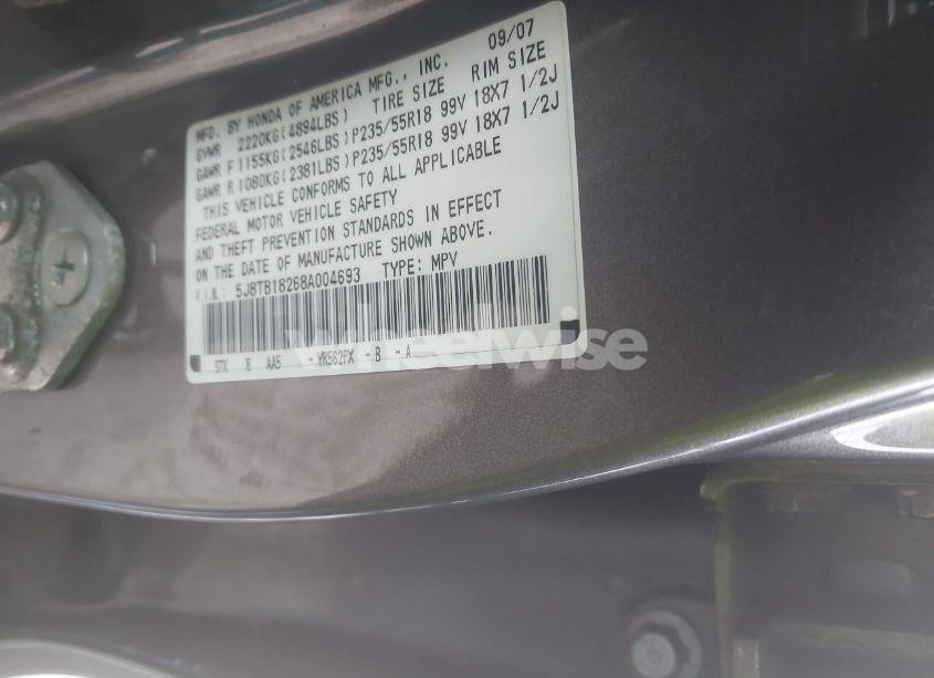 Photo 9 of 2008 Acura Rdx (VIN 5J8TB18268A004693)