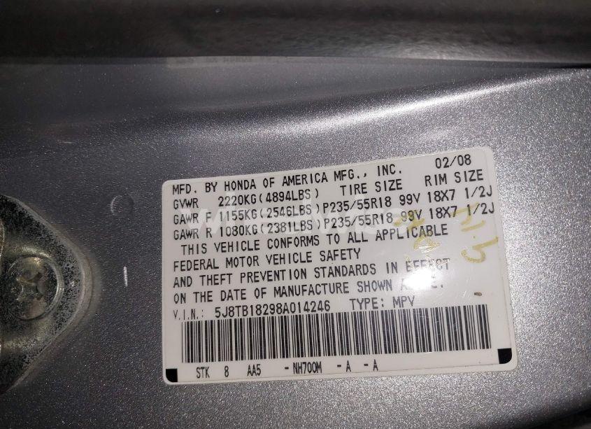 Photo 9 of 2008 Acura Rdx (VIN 5J8TB18298A014246)