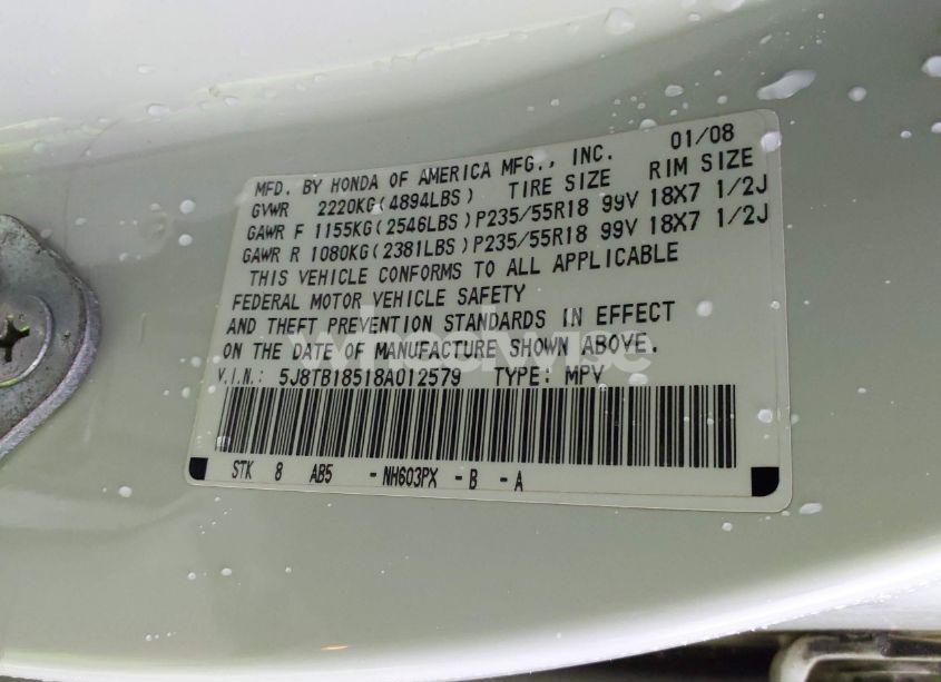 Photo 9 of 2008 Acura Rdx (VIN 5J8TB18518A012579)