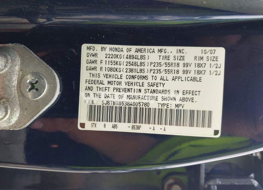 Photo 9 of 2008 Acura Rdx (VIN 5J8TB18538A005780)