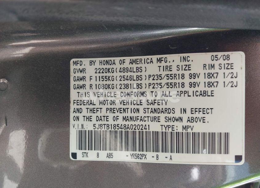 Photo 9 of 2008 Acura Rdx (VIN 5J8TB18548A020241)