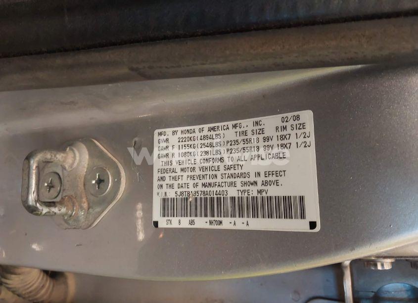 Photo 9 of 2008 Acura Rdx (VIN 5J8TB18578A014403)