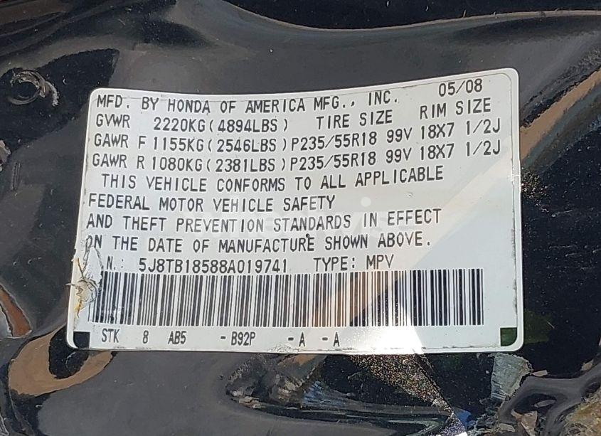 Photo 9 of 2008 Acura Rdx (VIN 5J8TB18588A019741)