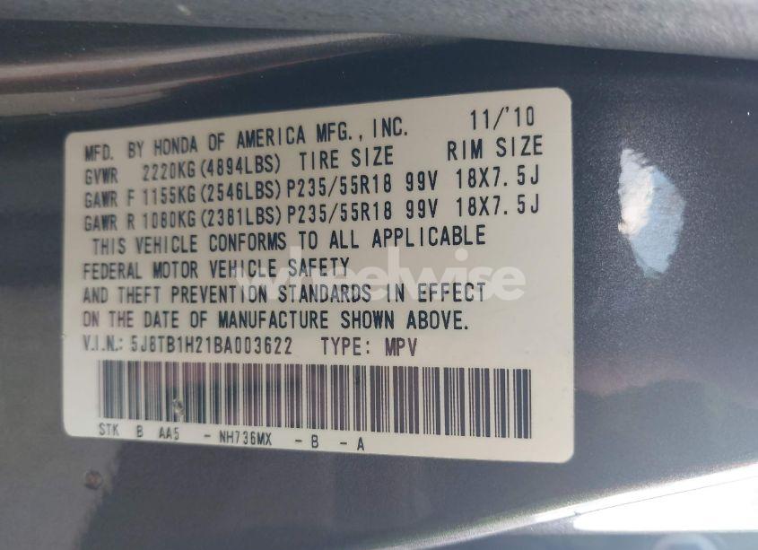 Photo 9 of 2011 Acura Rdx (VIN 5J8TB1H21BA003622)