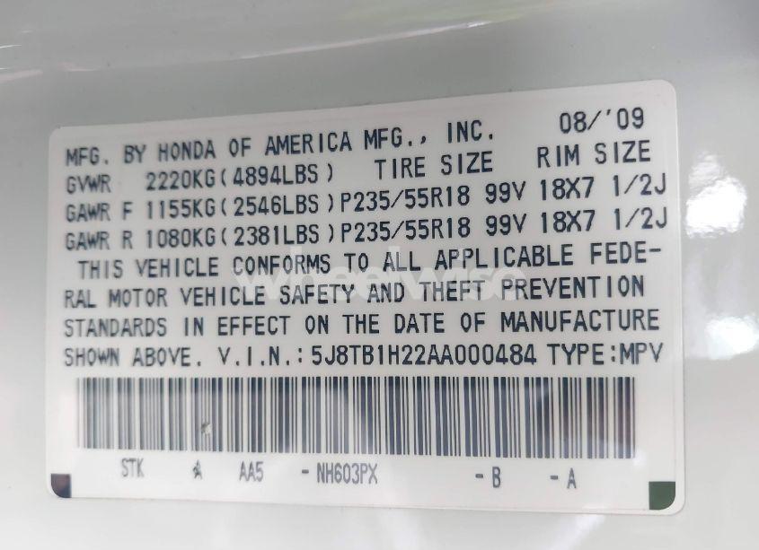 Photo 9 of 2010 Acura Rdx (VIN 5J8TB1H22AA000484)