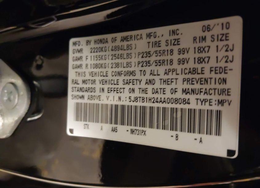 Photo 9 of 2010 Acura Rdx (VIN 5J8TB1H24AA008084)