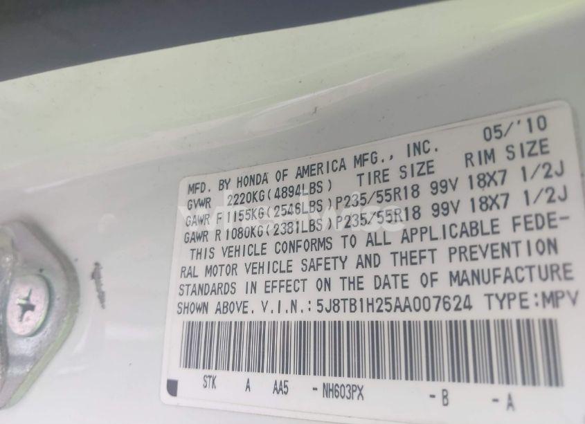 Photo 9 of 2010 Acura Rdx (VIN 5J8TB1H25AA007624)