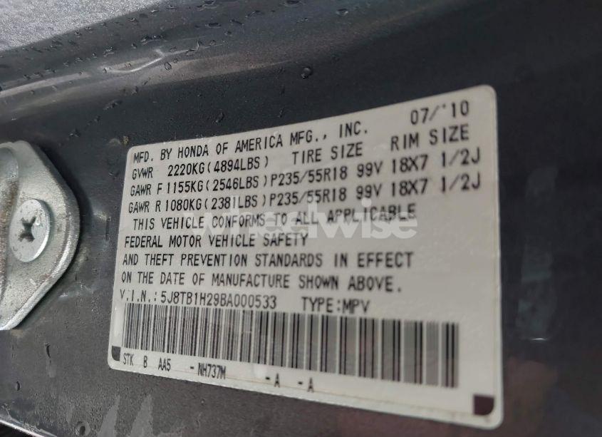 Photo 9 of 2011 Acura Rdx (VIN 5J8TB1H29BA000533)