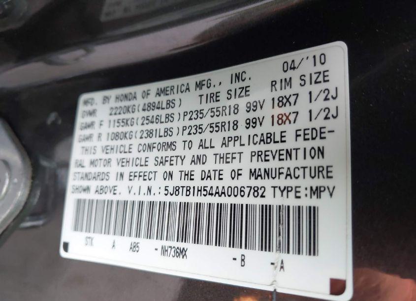 Photo 9 of 2010 Acura Rdx (VIN 5J8TB1H54AA006782)