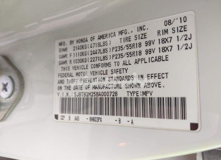 Photo 9 of 2011 Acura Rdx (VIN 5J8TB2H25BA000728)