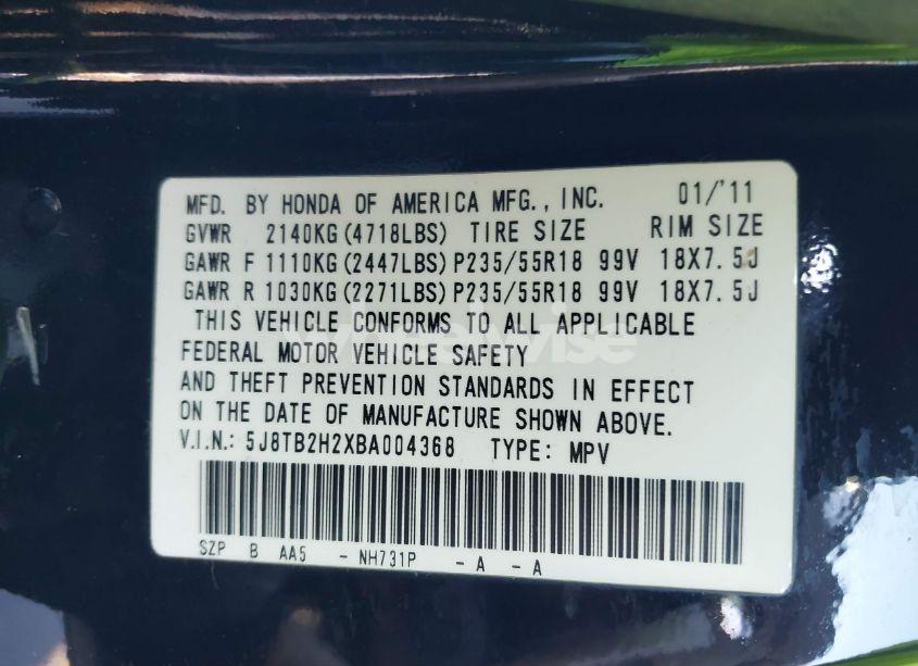 Photo 9 of 2011 Acura Rdx (VIN 5J8TB2H2XBA004368)