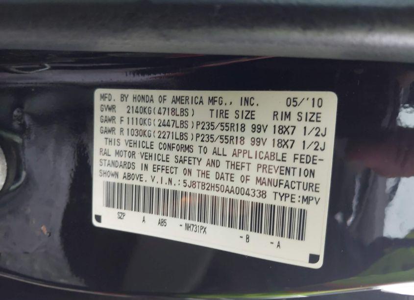 Photo 9 of 2010 Acura Rdx (VIN 5J8TB2H50AA004338)