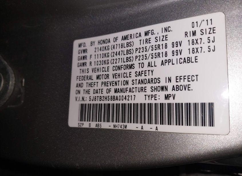 Photo 9 of 2011 Acura Rdx (VIN 5J8TB2H58BA004217)