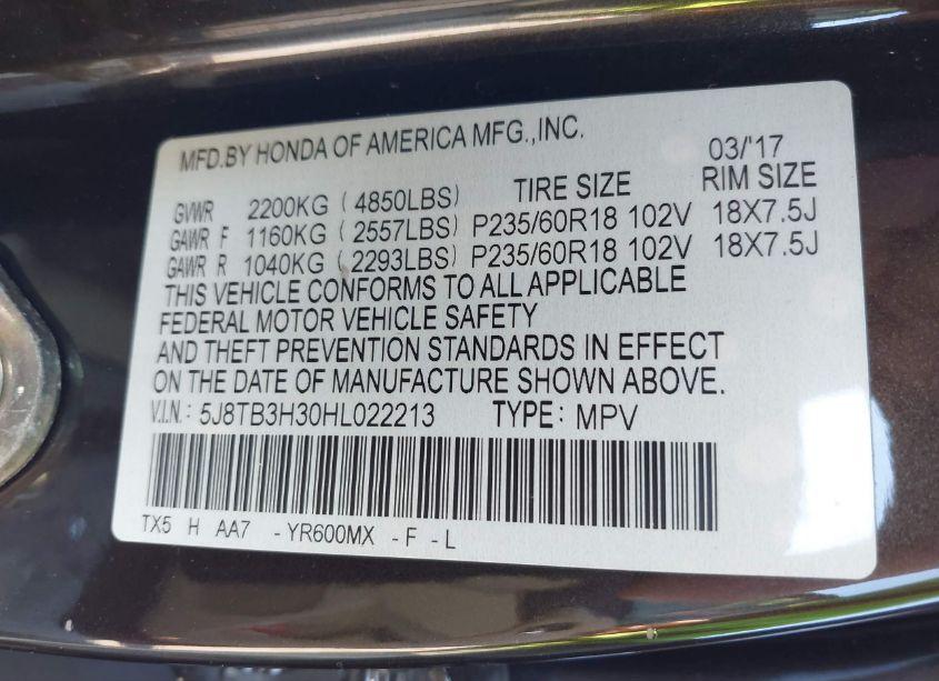 Photo 9 of 2017 Acura Rdx ACURAWATCH PLUS PACKAGE (VIN 5J8TB3H30HL022213)