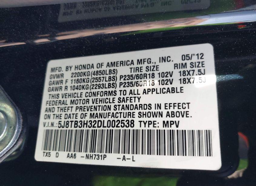 Photo 9 of 2013 Acura Rdx (VIN 5J8TB3H32DL002538)