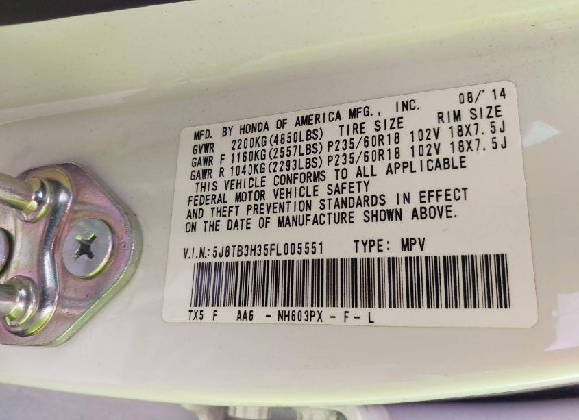 Photo 9 of 2015 Acura Rdx (VIN 5J8TB3H35FL005551)