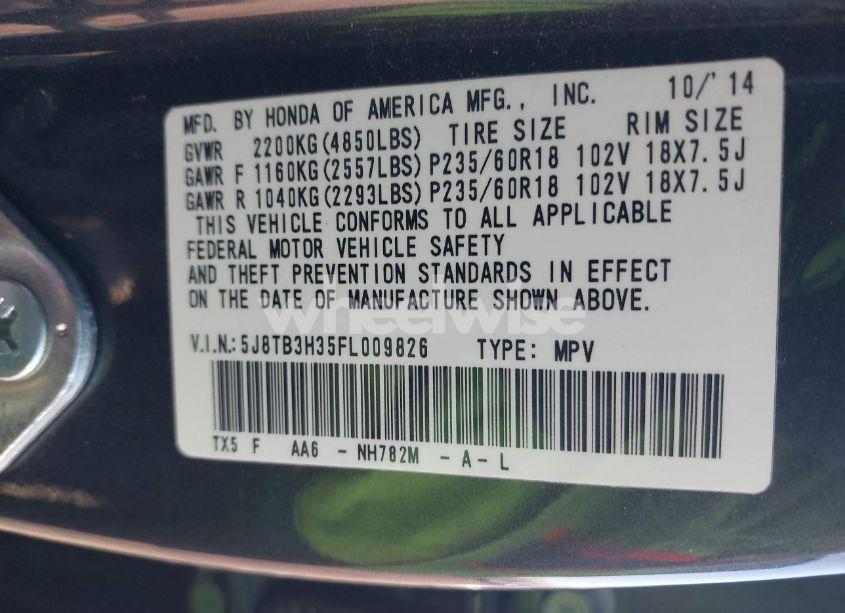 Photo 9 of 2015 Acura Rdx (VIN 5J8TB3H35FL009826)