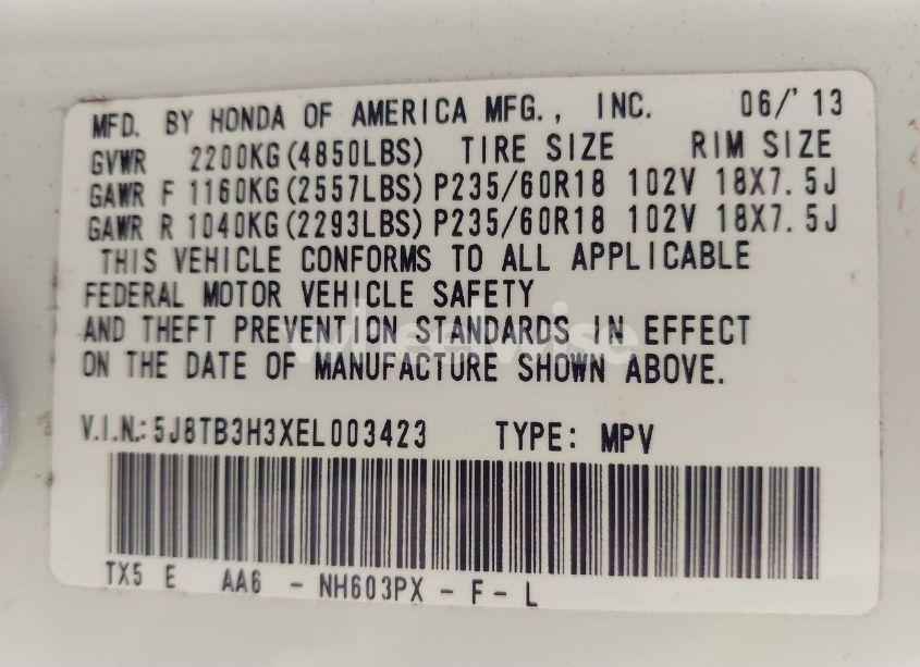 Photo 9 of 2014 Acura Rdx (VIN 5J8TB3H3XEL003423)