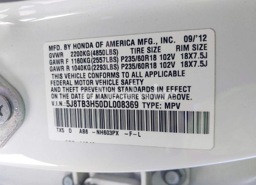 Photo 9 of 2013 Acura Rdx (VIN 5J8TB3H50DL008369)