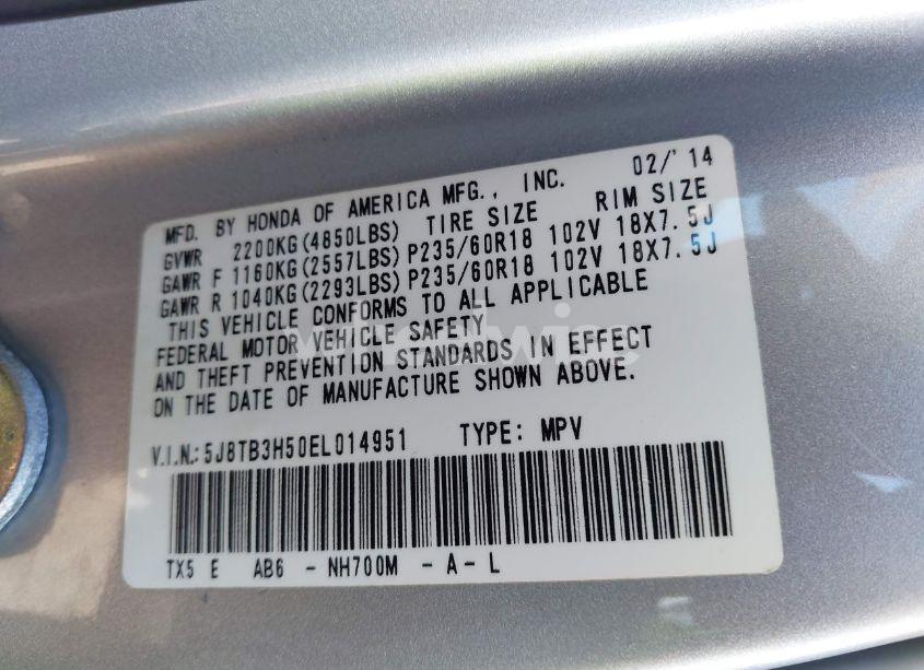 Photo 9 of 2014 Acura Rdx (VIN 5J8TB3H50EL014951)