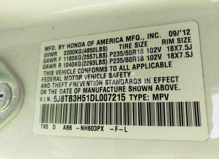 Photo 9 of 2013 Acura Rdx (VIN 5J8TB3H51DL007215)