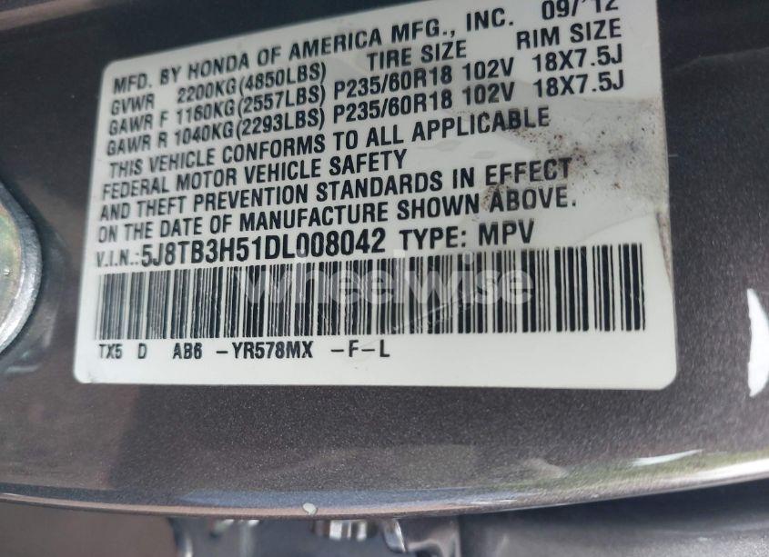 Photo 9 of 2013 Acura Rdx (VIN 5J8TB3H51DL008042)