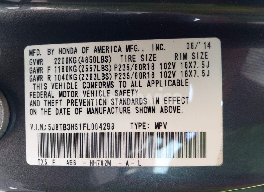 Photo 9 of 2015 Acura Rdx (VIN 5J8TB3H51FL004298)