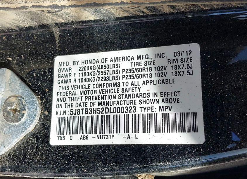 Photo 9 of 2013 Acura Rdx (VIN 5J8TB3H52DL000323)