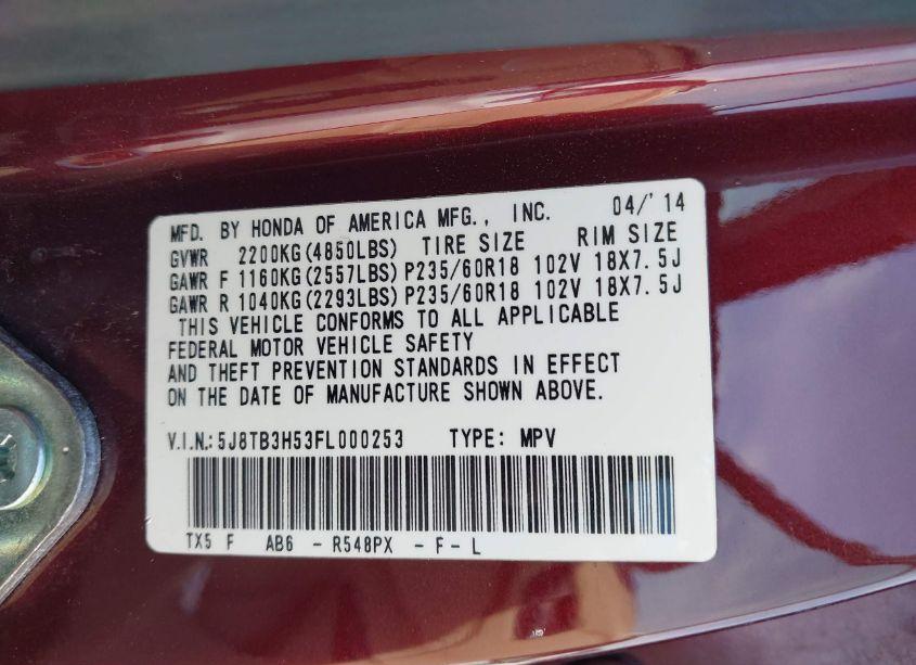 Photo 9 of 2015 Acura Rdx (VIN 5J8TB3H53FL000253)