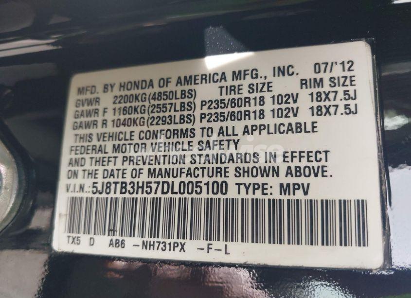 Photo 9 of 2013 Acura Rdx (VIN 5J8TB3H57DL005100)