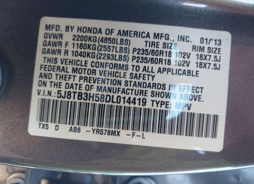 Photo 9 of 2013 Acura Rdx (VIN 5J8TB3H58DL014419)