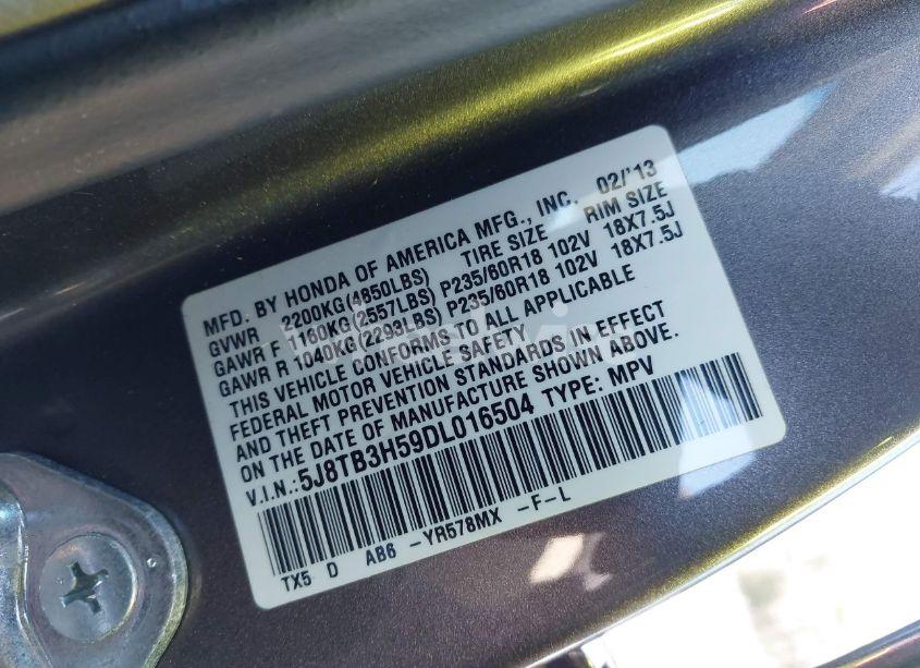 Photo 9 of 2013 Acura Rdx (VIN 5J8TB3H59DL016504)