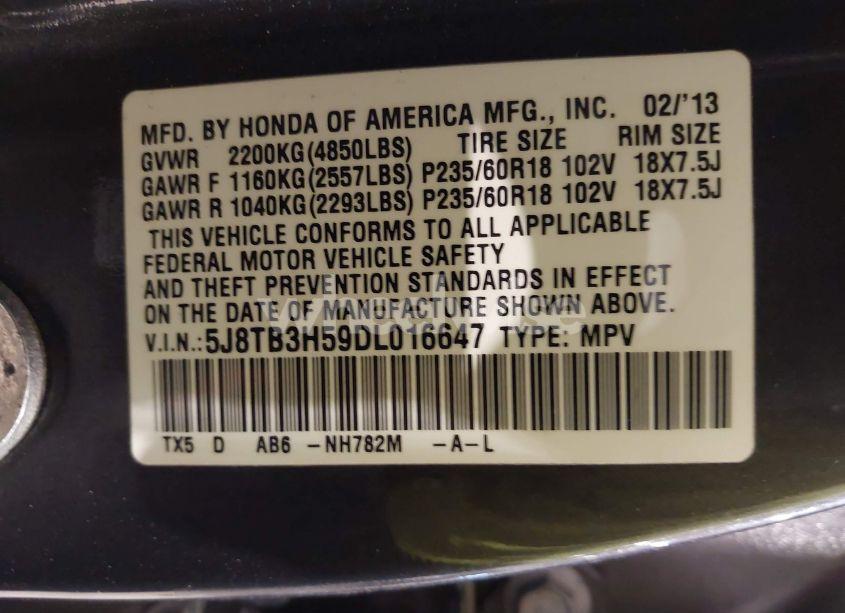 Photo 9 of 2013 Acura Rdx (VIN 5J8TB3H59DL016647)