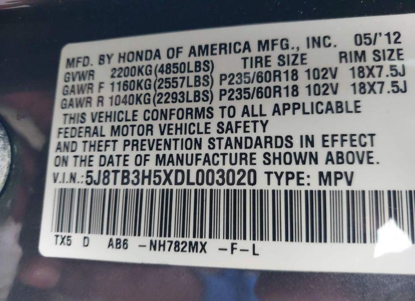 Photo 9 of 2013 Acura Rdx (VIN 5J8TB3H5XDL003020)