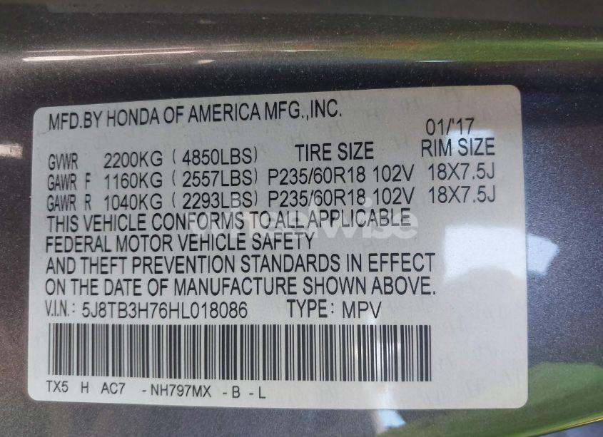 Photo 9 of 2017 Acura Rdx ADVANCE PACKAGE (VIN 5J8TB3H76HL018086)