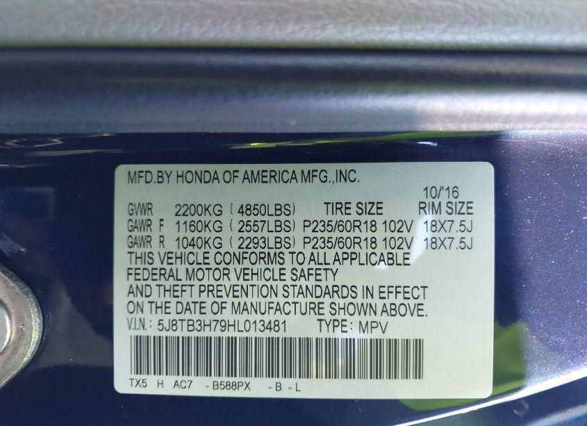 Photo 9 of 2017 Acura Rdx ADVANCE PACKAGE (VIN 5J8TB3H79HL013481)