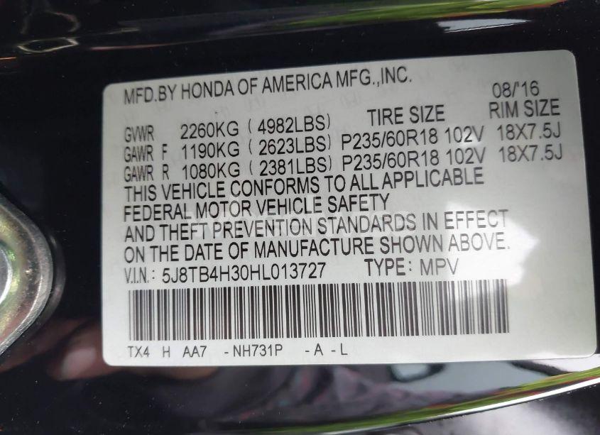 Photo 9 of 2017 Acura Rdx ACURAWATCH PLUS PACKAGE (VIN 5J8TB4H30HL013727)