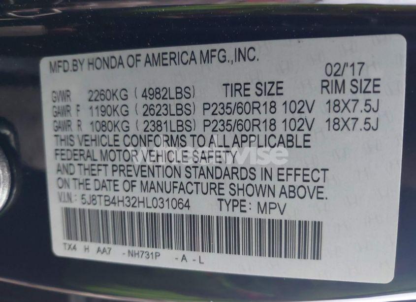 Photo 9 of 2017 Acura Rdx ACURAWATCH PLUS PACKAGE (VIN 5J8TB4H32HL031064)