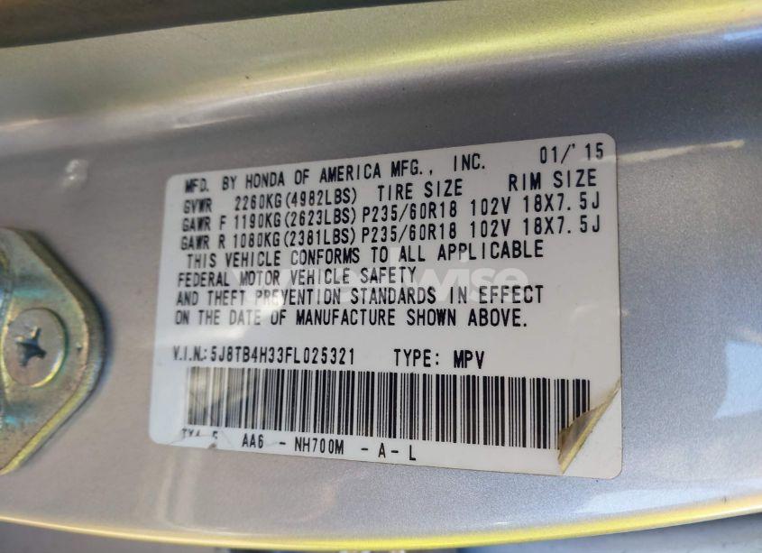 Photo 9 of 2015 Acura Rdx (VIN 5J8TB4H33FL025321)