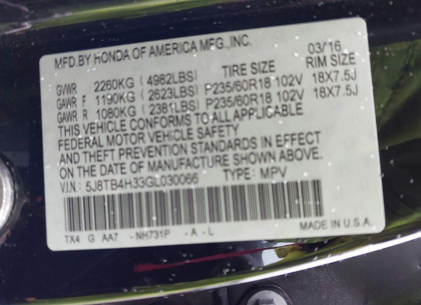 Photo 9 of 2016 Acura Rdx ACURAWATCH PLUS PACKAGE (VIN 5J8TB4H33GL030066)