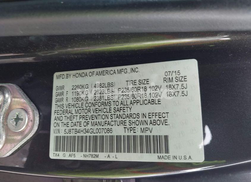 Photo 9 of 2016 Acura Rdx ACURAWATCH PLUS PACKAGE (VIN 5J8TB4H34GL007086)