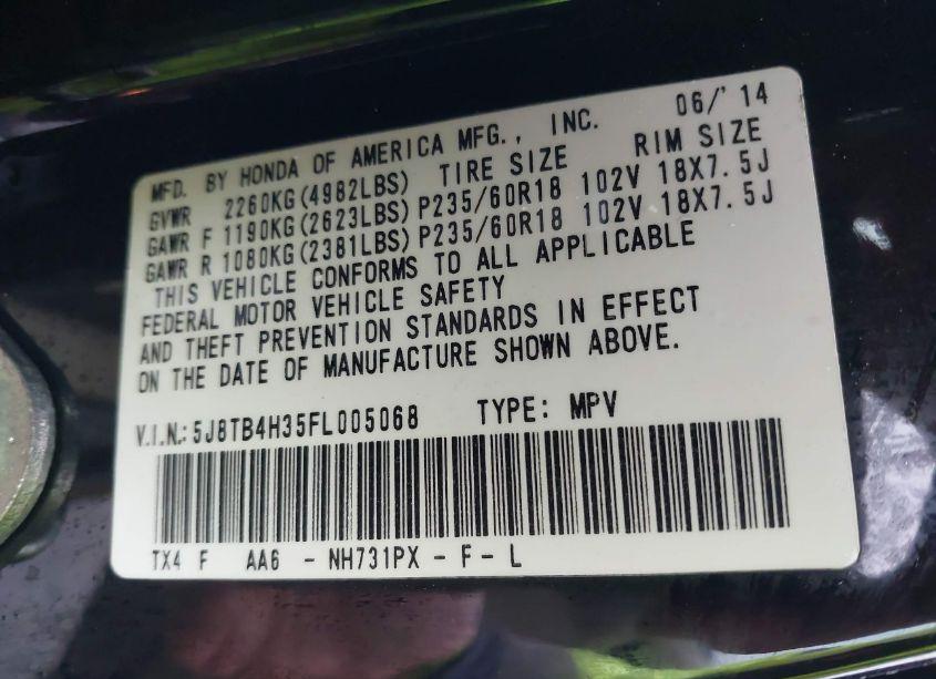 Photo 9 of 2015 Acura Rdx (VIN 5J8TB4H35FL005068)