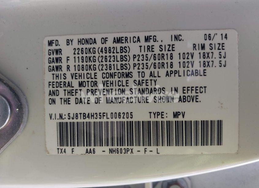 Photo 9 of 2015 Acura Rdx (VIN 5J8TB4H35FL006205)