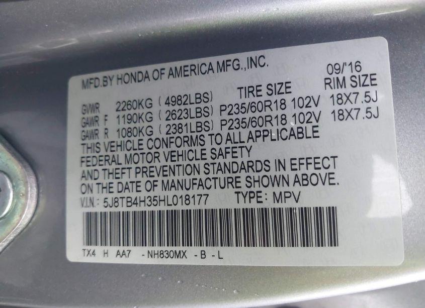 Photo 9 of 2017 Acura Rdx ACURAWATCH PLUS PACKAGE (VIN 5J8TB4H35HL018177)