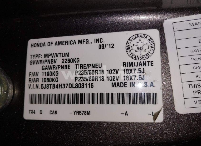 Photo 9 of 2013 Acura Rdx (VIN 5J8TB4H37DL803116)