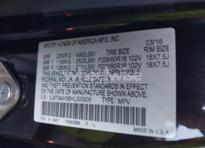 Photo 9 of 2017 Acura Rdx ACURAWATCH PLUS PACKAGE (VIN 5J8TB4H38HL000935)