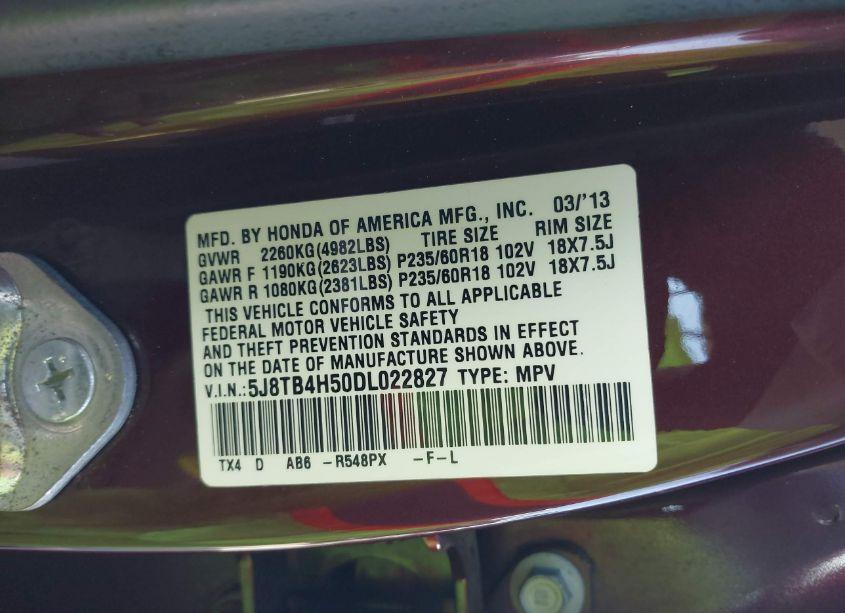 Photo 9 of 2013 Acura Rdx (VIN 5J8TB4H50DL022827)