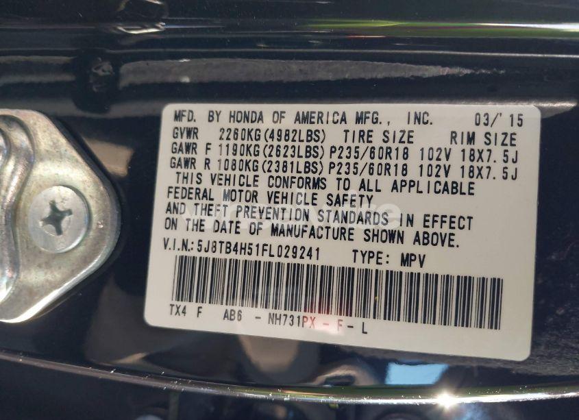 Photo 9 of 2015 Acura Rdx (VIN 5J8TB4H51FL029241)