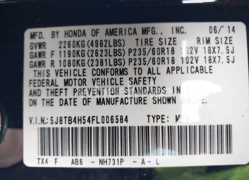 Photo 9 of 2015 Acura Rdx (VIN 5J8TB4H54FL006584)