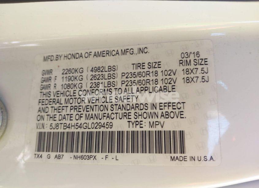 Photo 9 of 2016 Acura Rdx TECHNOLOGY ACURAWATCH PLUS PACKAGES/TECHNOLOGY PACKAGE (VIN 5J8TB4H54GL029459)